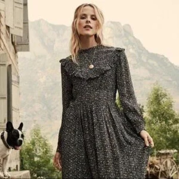 DÔEN Hawthorne Black Dress in Ink Maple Garden - Picture 2 of 9